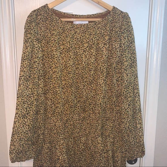 Textile Elizabeth & James Animal Print Cottagecore Long Sleeve Shift Dress Large - Picture 3 of 5